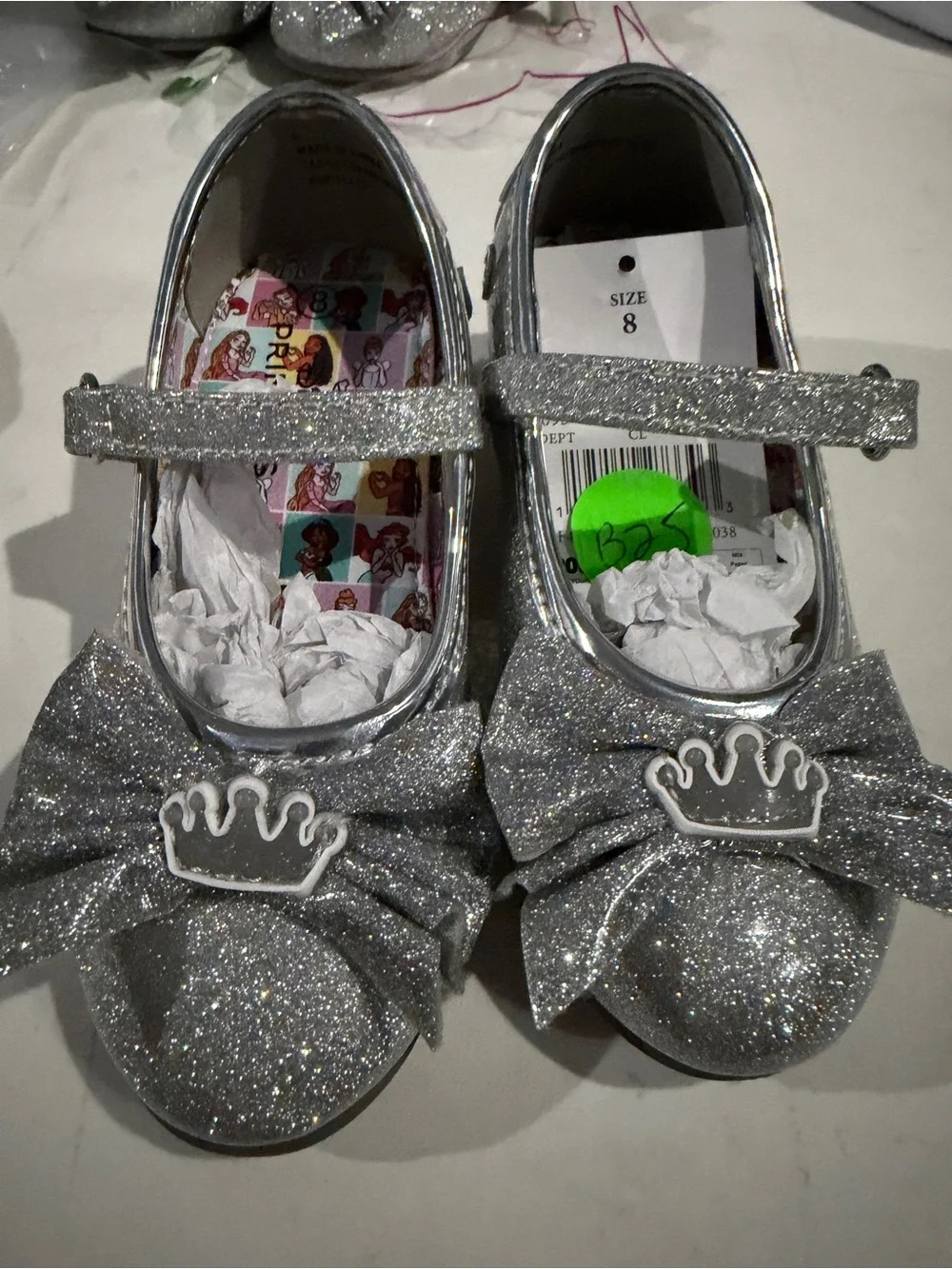 Toddler Girls' Disney Mary Jane Heels - Silver -Adjustable Strap, Block Heel,